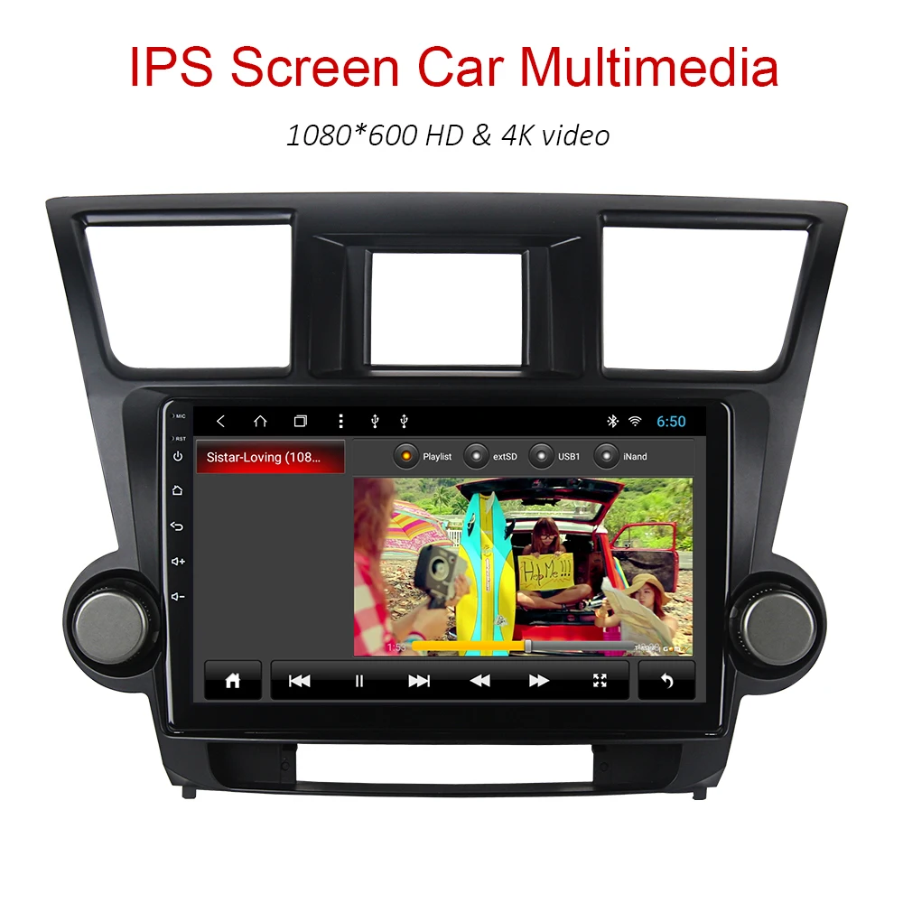 YAZH Android 9,0 2.5D ips сенсорный экран авто радио для Toyota Highlander 2010-2013 головное устройство автомобиля с 1024*600 4K видео дисплей