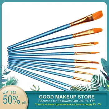 

10Pcs Nail Art Brushes Nylon Hair Acrylic Watercolor Round Pointed Tip Artists Paint Brush Set Cosmetic Beauty Nail Art Tools