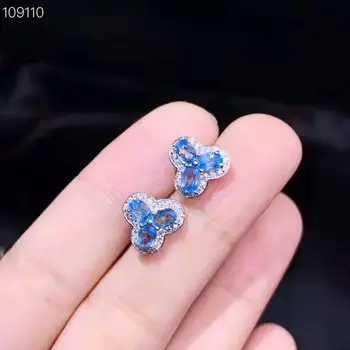 

925 Silver Jewelry Natural Blue Topza Earring Women Jewelry 3x4mm
