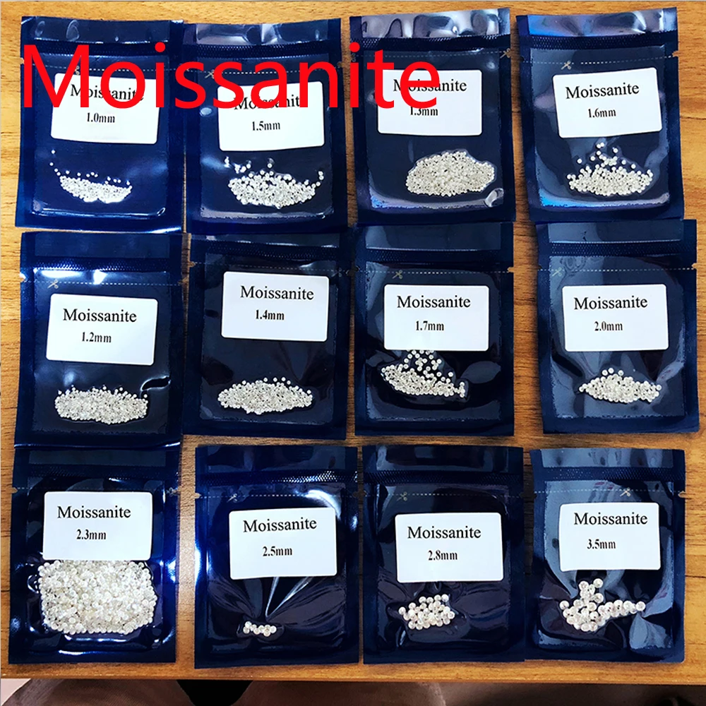 100% Genuine 0.5CT Round Brilliant Cut 0.8mm~6.5mm D Color Loose Moissanites Stone VVS1 Test Positive Lab Stone