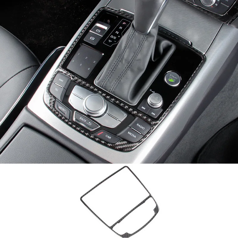Carbon Fiber Car Interior Accessories Moulding Central Control Gear Shift Panel Stickers Decals