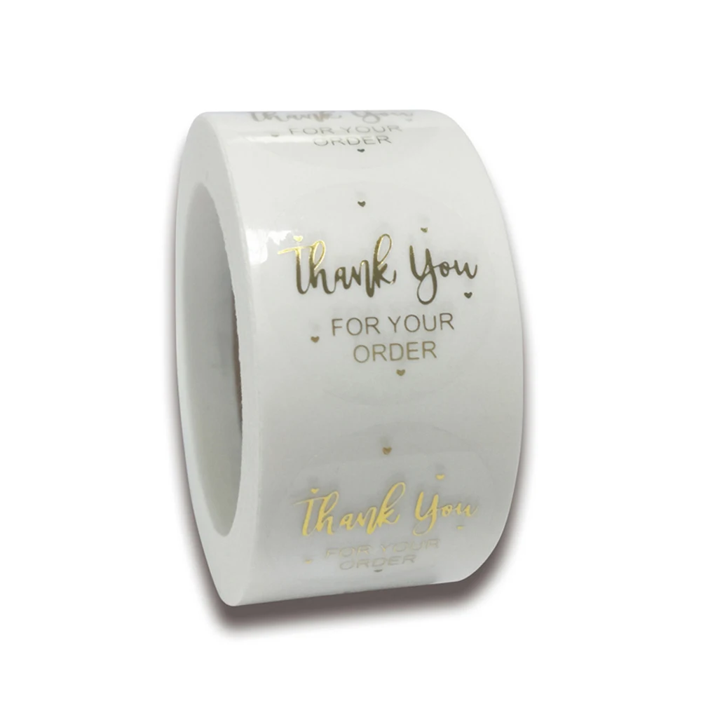 50-500 Uds. Redondas de papel dorado de pegatinas, gracias por tu pedido, tarjetas de regalo de 1 pulgada para boda, pegatinas de etiquetas de sellado de sobres
