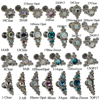 

CHUANCI 1 Piece Snow Opal CZ Gem Cluster Labret Monore Lip Bar Ear Tragus Helix Cartilage Earring Stud Body Piercing Jewelry