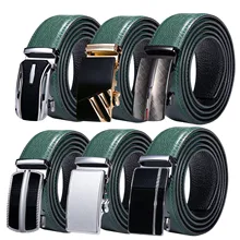 High Quality Green Genuine Leather Belts For Men Metal Automatic Buckle Men's Belt Luxury Famous Brand Waist Strap DiBanGu