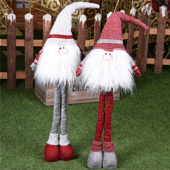 

Long-legged Dolls House Christmas Decorations Plush Santa and Snowman Christmas Items Exquisite Table Christmas Decorations