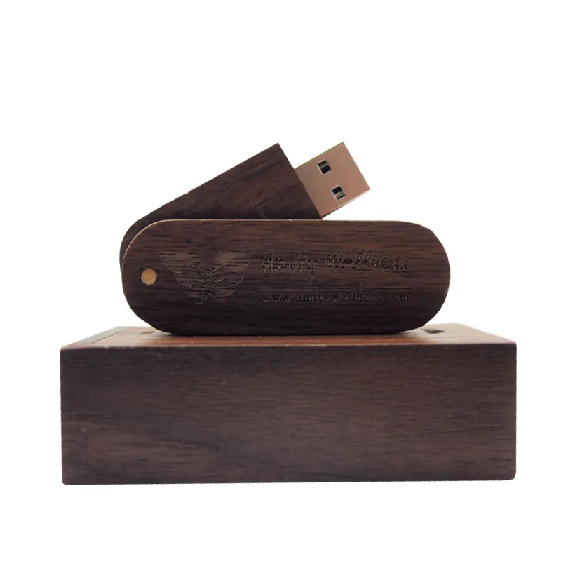 Walnut with box Деревянный USB+ коробка USB флэш-накопитель 4 ГБ 8 ГБ 16 ГБ 32 ГБ 64 Гб карта памяти USB Пользовательский логотип свадебная фотография - Цвет: Walnut with box