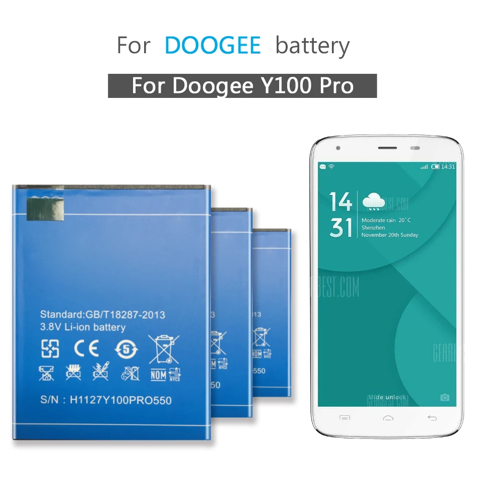 Сменные литий ионные аккумуляторы для Doogee Valencia 2 Y100 Pro 2200 мАч|Аккумуляторы