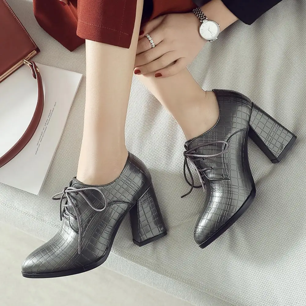 

Karinluna On Sale Brand Large Size 43 women's Shoes Top Quality Pointed Toe Shoelaces Chunky High Heels Office Lady Pumps