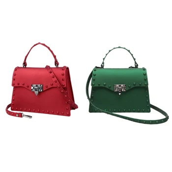 

2 Pcs New Women Messenger Bags Luxury Handbags Women Bags Designer Jelly Bag Fashion Shoulder Bag Females Handbag S, Green & Red