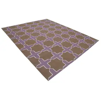 

247x304 Cm Brown Handmade Dhurrie Rug-8x10 Ft