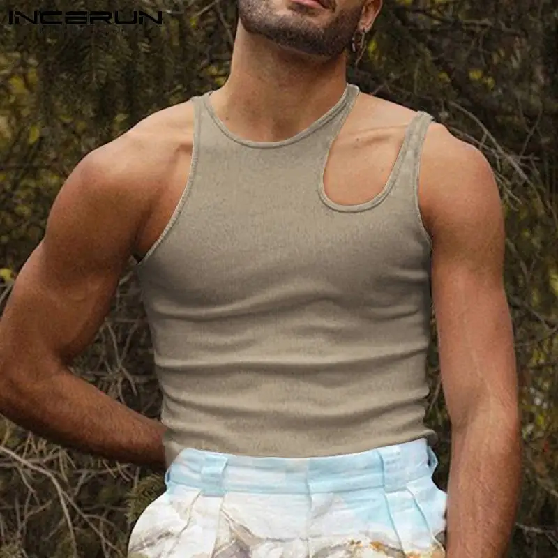 Men Tank Tops Sleeveless Solid Color 