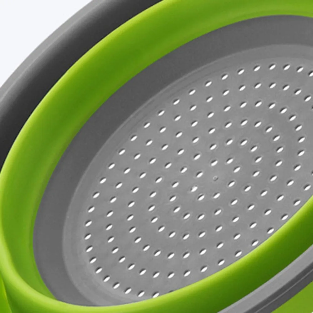 2PCS/SET Round Shape Foldable Soft Silicone Collapsible Colander Fruit Vegetable Strainer Basket Home Kitchen Accessories