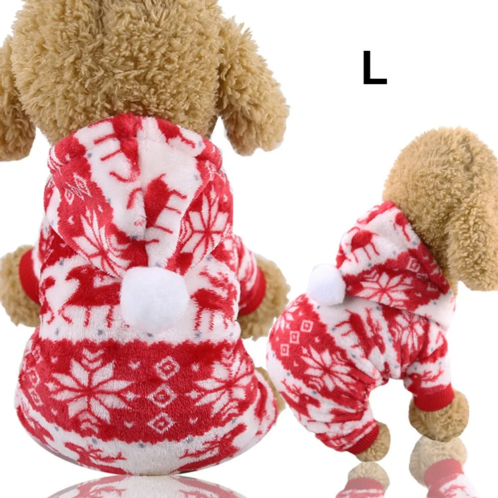 Christmas Pet Dog Clothes Soft Wnter Jumpsuit for Dogs Cats Warm Pet Jacket Coat for Bulldog Chihuahua Dog Hoodies Coral Fleece