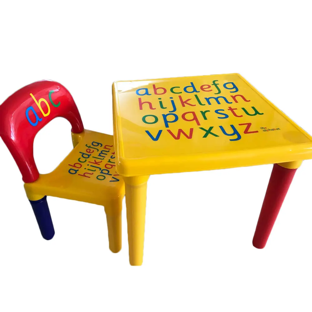 Пластиковый набор для стола и стула для детей/Детские мебельные гарнитуры, обеденный детский стул и стол для учебы, набор с мультяшным принтом