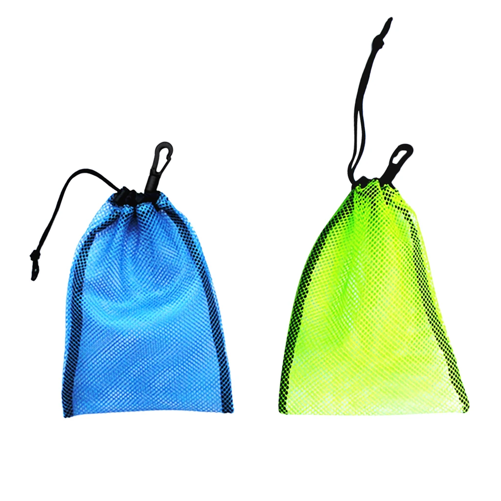 2pcs Mesh Equipment Bag W/ Drawstring For Swimming Beach Diving Travel Gym