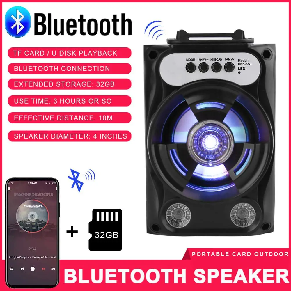 Большой размер Bluetooth динамик беспроводная звуковая система бас стерео с светодиодный светильник Поддержка TF карты FM радио Спорт на открытом воздухе путешествия