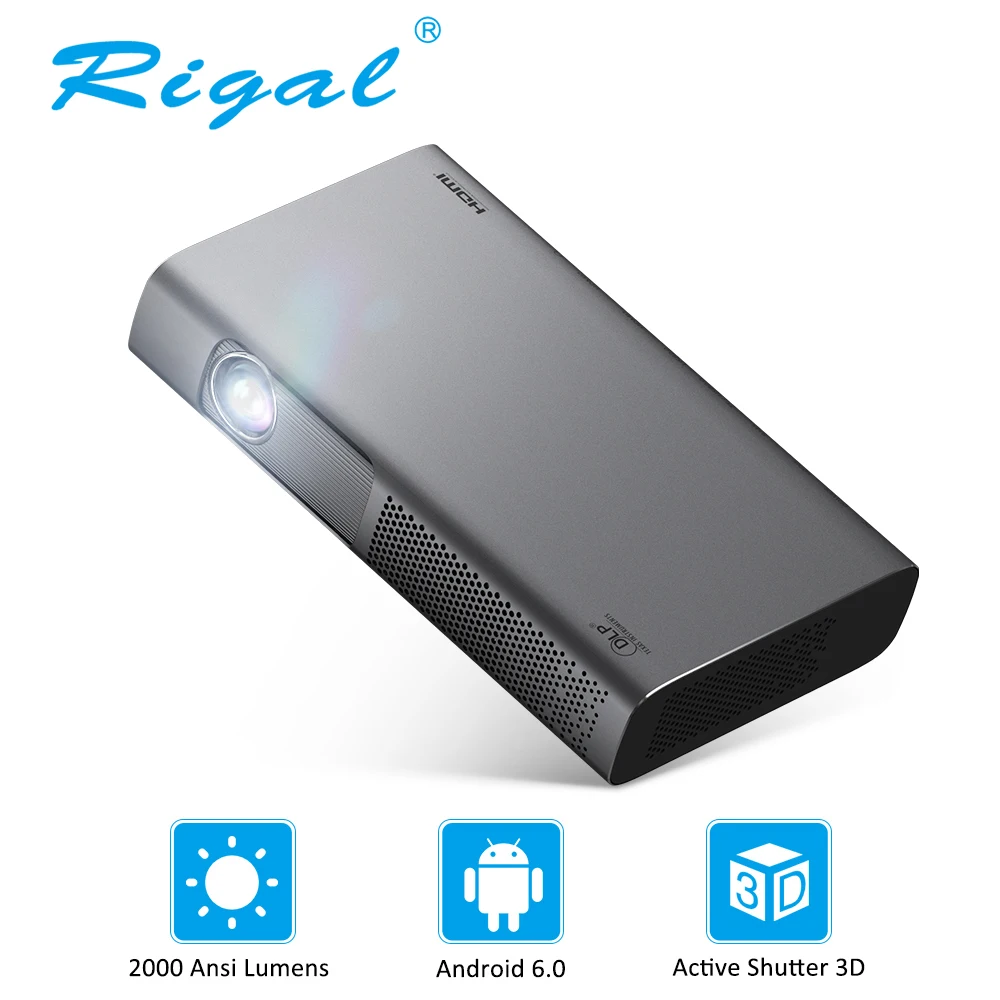 Rigal RD615 Мини смартный DLP проектор яркость 2000 Ansi поддерживать HDMI 4K видео