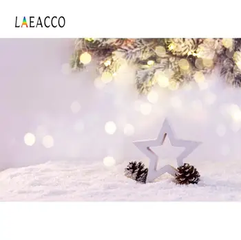 

Laeacco Christmas Winter Cone Child Portrait Light Bokeh Pentagram Photographic Background Photo Studio Backdrop Photo Props