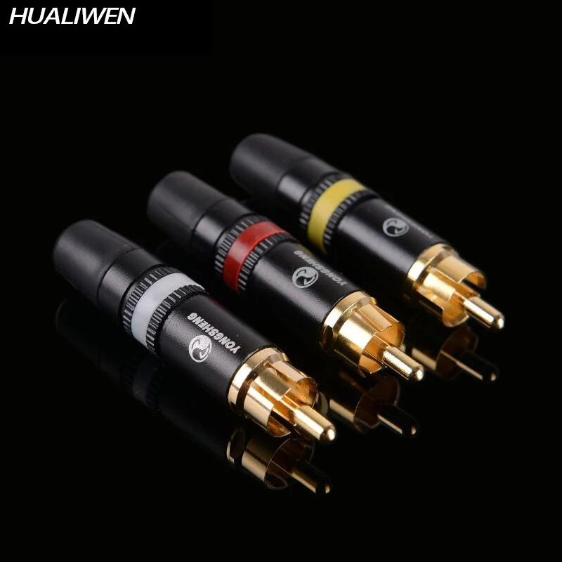 2 шт. Позолоченные разъемы RCA разъем Lotus Head AV аудио и видео красный белый желтый для