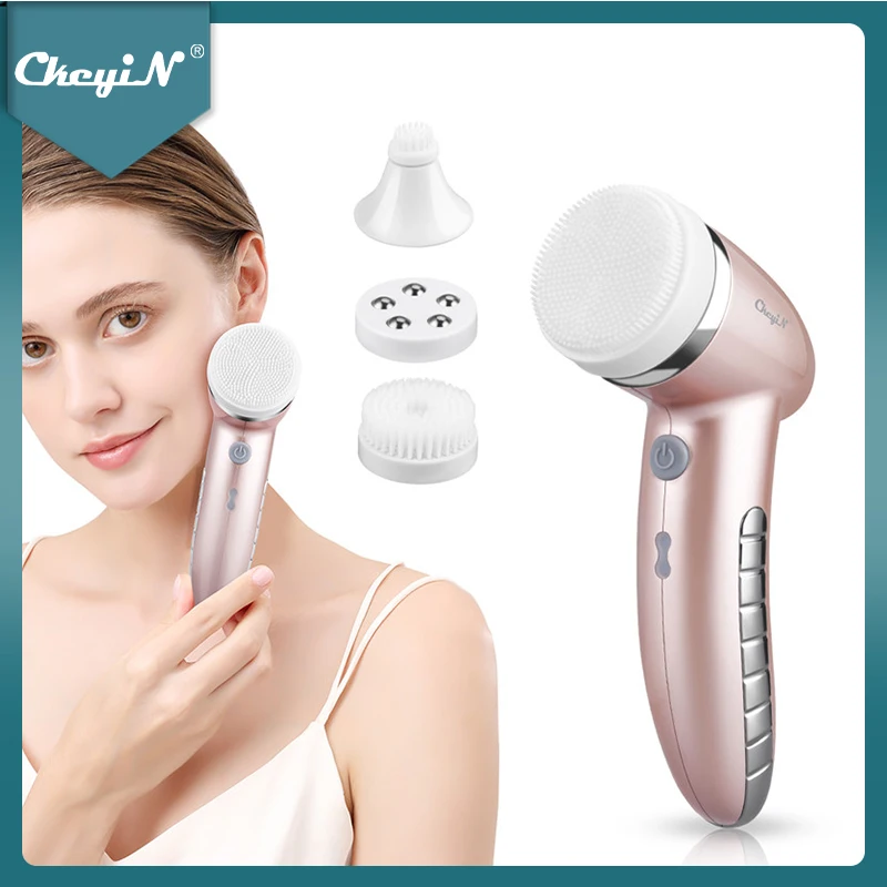 Ckeyin Silicone Electric Facial Cleansing Brush Rotary Deep Pore Cleaning Gentle Exfoliating