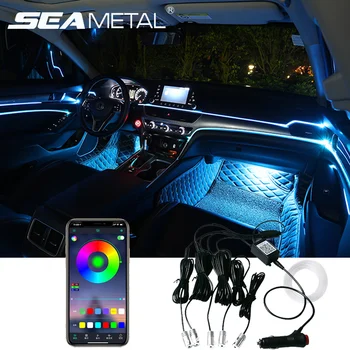 

Led Car Ambient Light With 12V Cigarette Lighter Backlight App Sound Control RGB Color Auto Interior Decorative Atmosphere Light