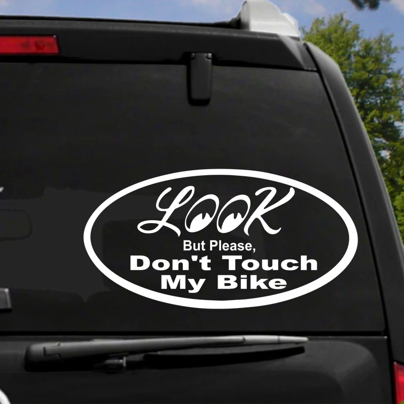 Tri Mishki Hzx876# Warning Look But Please Don't Touch My Bike Car Sticker  Funny Vinyl Decals Motorcycle Accessories Stickers - Car Stickers -  AliExpress
