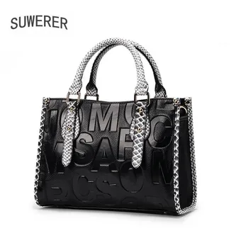 

SUWERER New genuine cowhide leather bags women cowhide leather shoulder bag women luxury handbags women bags