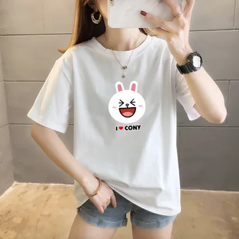 

Summer new ladies printed cartoon pattern cotton short-sleeved T-shirt