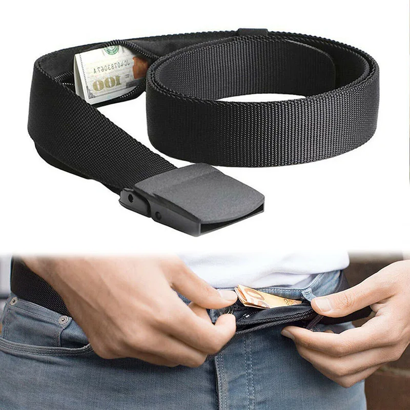 Travel Security Belt Invisible Money Pouch Money Wallet Pockets Waist Belt SAL99