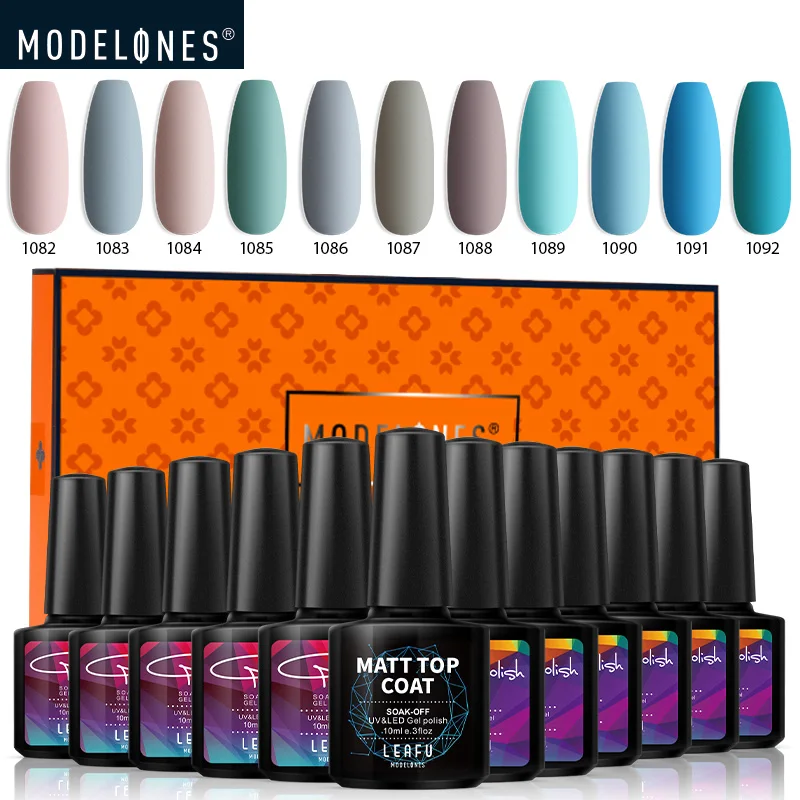 Modelones, 12 шт./лот, матовый эффект, Гель-лак, MatteTop, покрытие, наборы для дизайна ногтей, маникюрный светодиодный гель с подарочной коробкой, впитывающий УФ/светодиодный - Цвет: 3