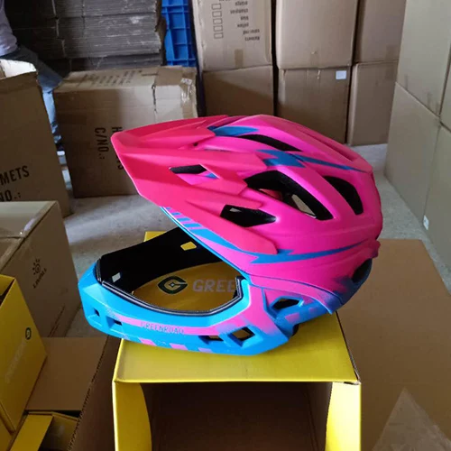 pink blue Детский Полный лицевой велосипедный шлем MTB Горный внедорожный велосипедный шлем DH защита детские шлемы велосипедные спортивные защитные шлемы - Цвет: pink blue