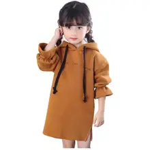 Детские платья для девочек, длинные осенне-зимние платья для девочек 4, 6, 8, 9, 10, 12, 14 лет, трикотажная туника для девочек-подростков, плотные теплые вечерние платья