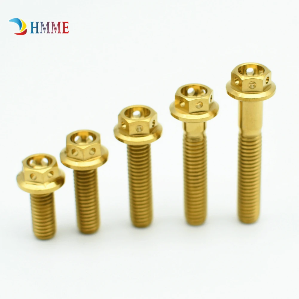 M6 titanium bolts flange hollow hex socket gold color (1)