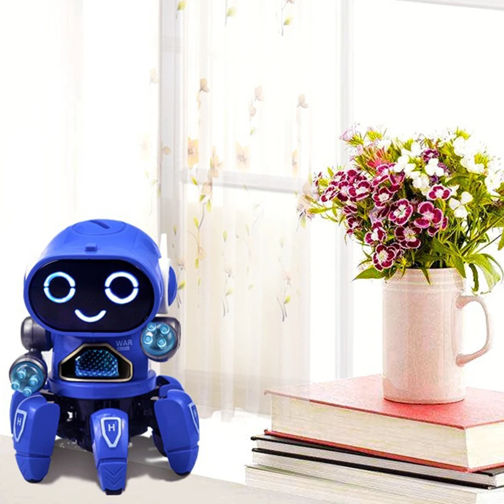 Интеллигентая(ый) роботы для детей танцевальная музыка Симпатичные 6-когти Красочный Светодиодный светильник музыка Танцы мини электрический робот игрушка для детей, хороший подарок