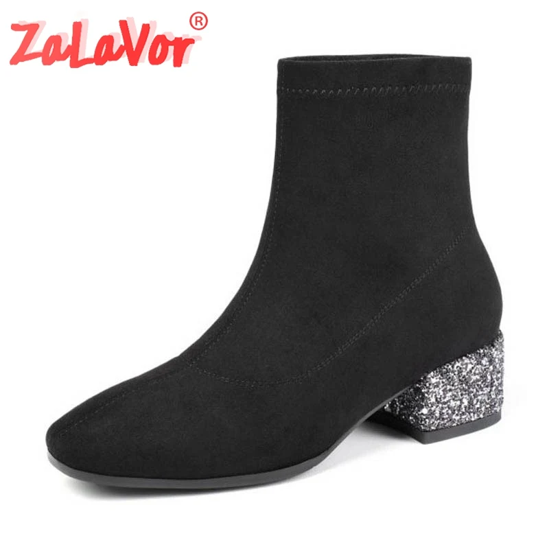 ZALAVOR/2020 г. Хит продаж женские эластичные сапоги модные удобные короткие черного