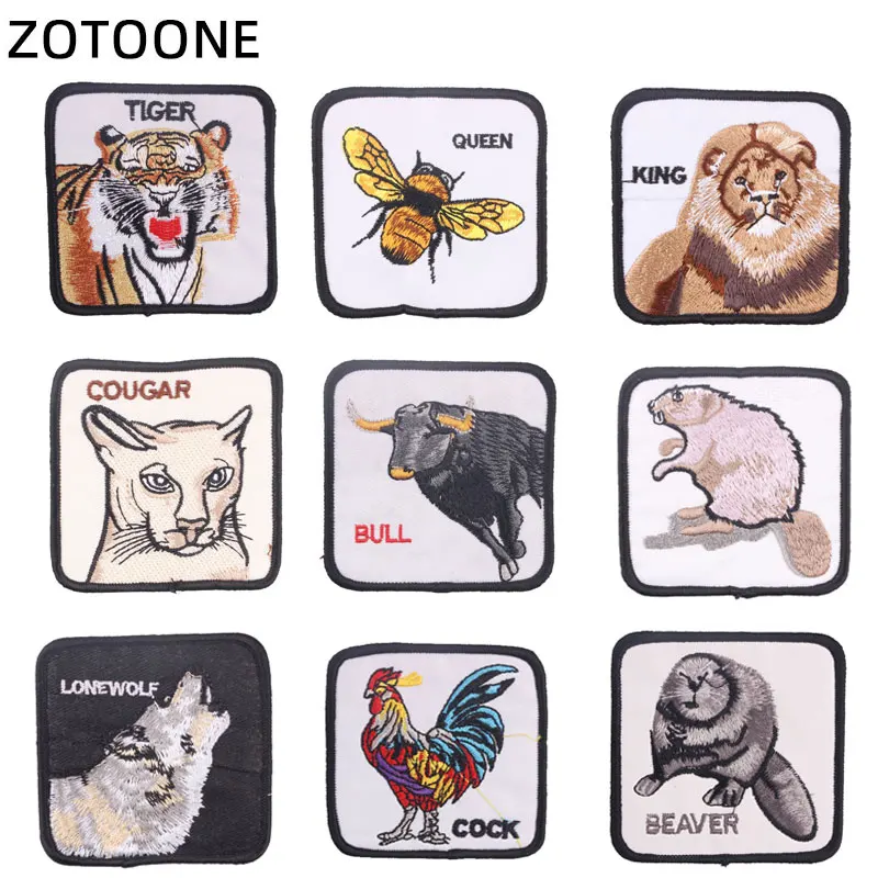 Нашивки ZOTOONE с животными тигром Пчелой вышивка термоклейкие нашивки для одежды
