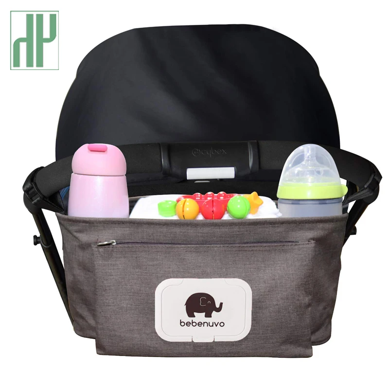 

Nappy Bag Baby Stroller Organizer Bag with Tissue Pocket and Cup Holders Extra-Large Storage Space Baby Stroller Accessories Bag