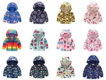 

DHL 100pcs Unisex Kids Hooded Zipper Windbreaker Baby Fashion Print Coat Infant Waterproof Hoodies Jackets