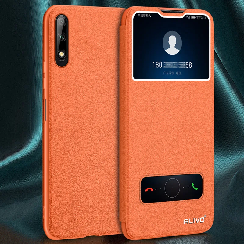 Кожаный чехол с окошком для Huawei Nova 5 T откидной Чехол книжка подставкой чехлы