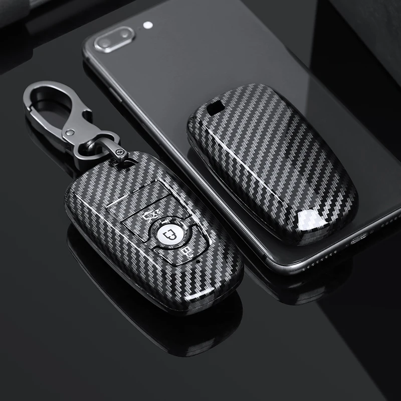 3button silver Глянцевое углеродное волокно, АБС-пластик, Автомобильный ключ чехол КРЫШКА ДЛЯ Ford Fusion Mondeo Mustang Край Экспедиция проводник F-150 F-250 F-350 - Название цвета: 3button silver