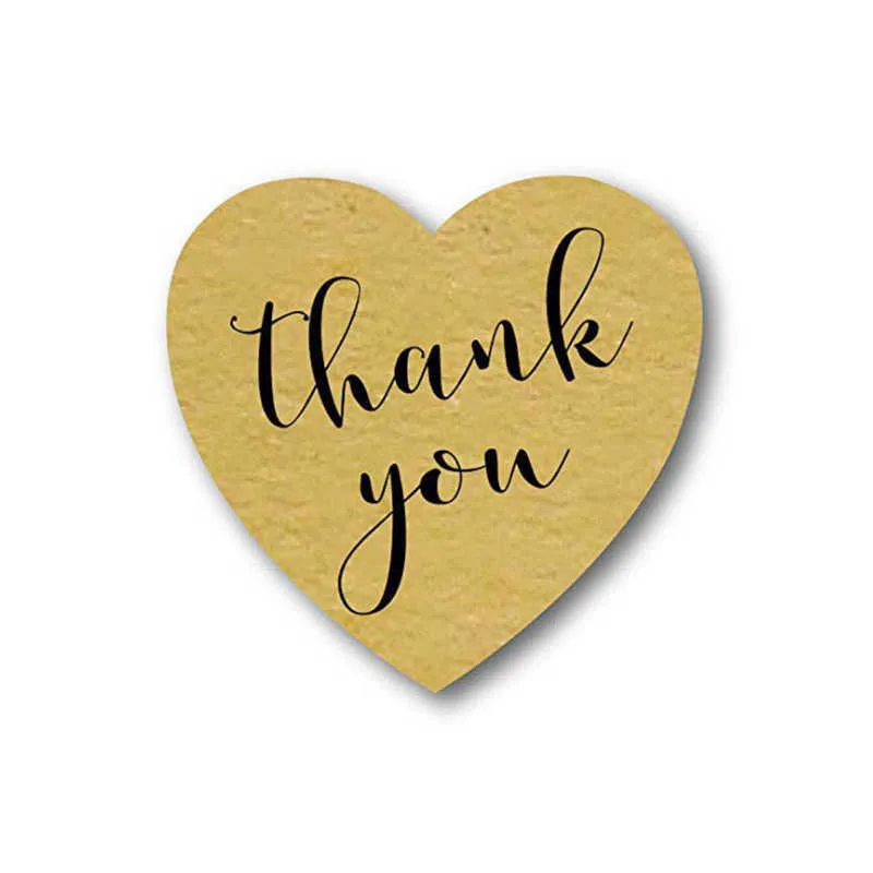Heart thank you 500 шт. самоклеющиеся этикетки в форме сердца, круглые винтажные крафт-наклейки ручной работы с любовью, этикетки, бумажные самоклеющиеся этикетки спасибо - Цвет: Heart thank you