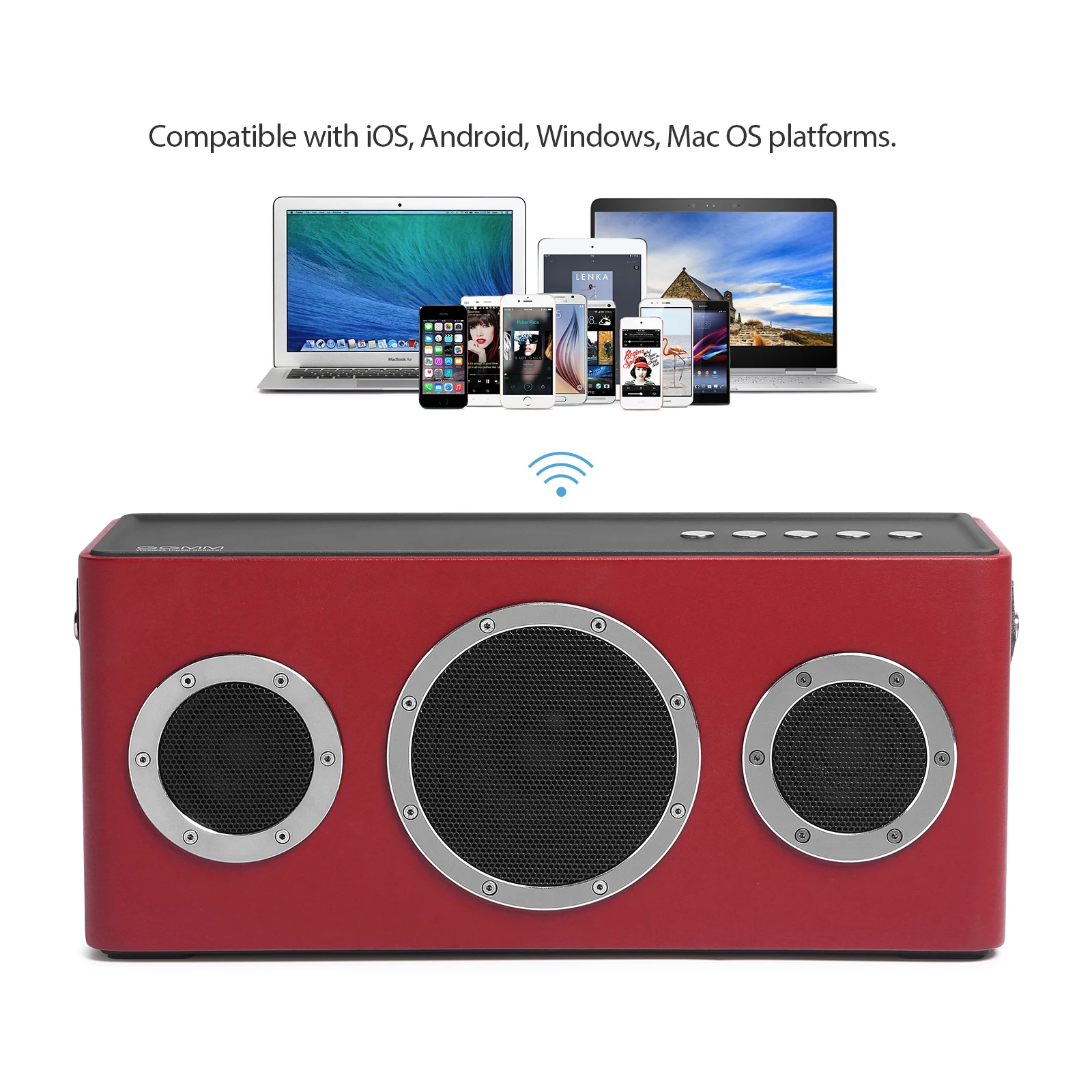  GGMM WiFi/AUX/Bluetooth Speaker 40W Full-Range Rich Bass Subwoofer Soundbar Support Streaming Music