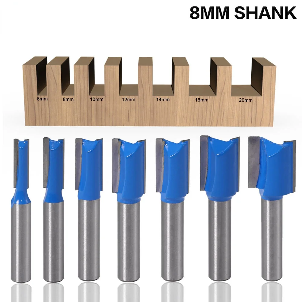 1pc 8mm Shank Straight Woodworking Router Bit Set Carpenter Milling Cutter 6/8/10/12/14/18/20mm Woodwork Cutting Tool | Инструменты