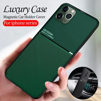 

Luxury Car Magnetic Holder Case For iphone 11 pro Phone Silicone Slim Matte Cover For iphone XS Max XR X 6 7 8 Plus coque fundas