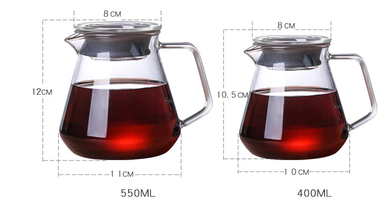 Кофейник из боросиликатного стекла с крышкой, Кофеварка Hario V60, портативный капельный чайник, чайники, эспрессо, кофе, Перколятор