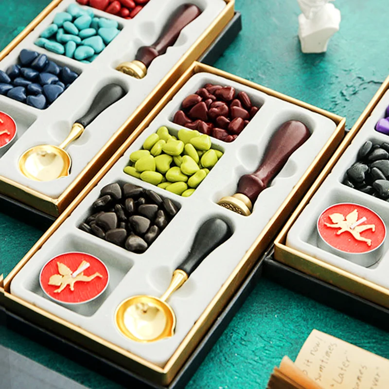 

Fire paint wax grain mixed color set fire paint seal set peach heart fire paint wax girl heart fire paint seal boxed gift
