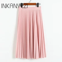 Весенняя и Осенняя Новая модная женская плиссированная однотонная эластичная юбка средней длины с высокой талией, акция, женская черная розовая-80