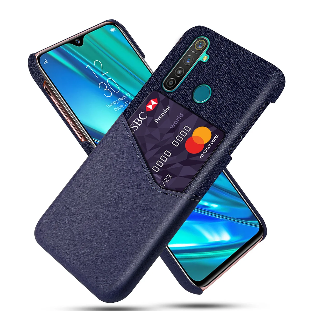 Ударопрочный чехол из кожи и мягкой ткани для Oppo Realme 5 Pro | Мобильные телефоны