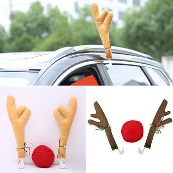 

Hot Sale Fashion Reindeer Car Kit, Christmas Car Reindeer Antlers & Red Nose Decoration Kit, Fits for Any Vehicle Xmas Decor