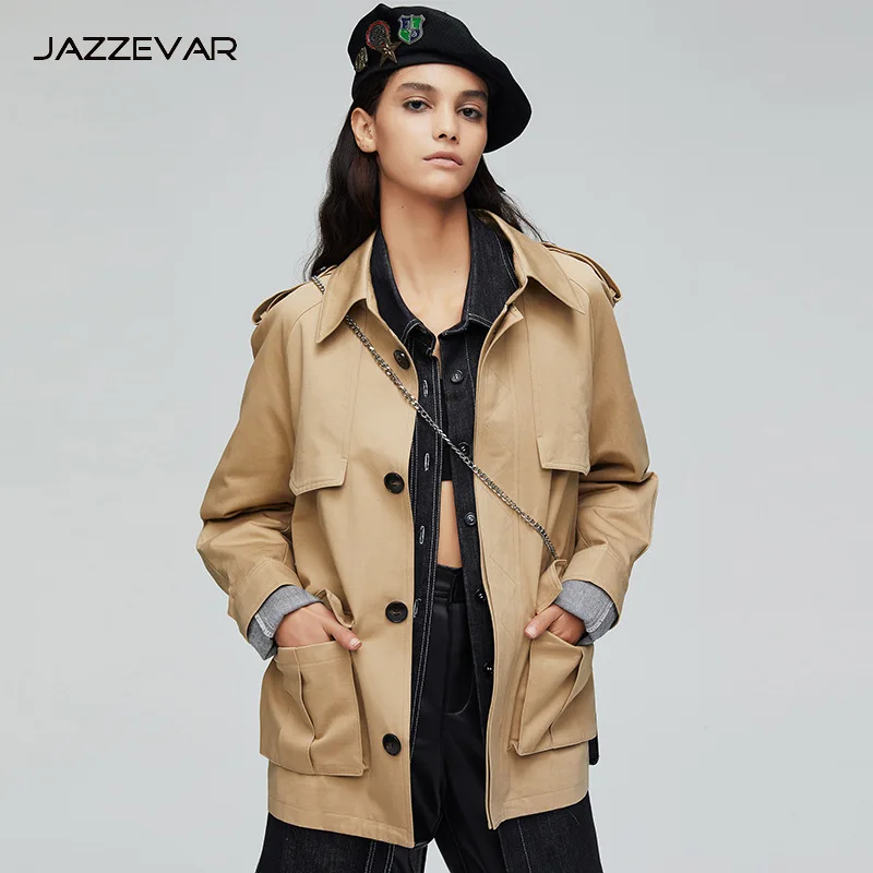 

Jia Zehua 2019 New Style Autumn Korean-style Trench Coat Short Waist Hugging Casual Workwear Jacket Short-height Trench Coat Wom